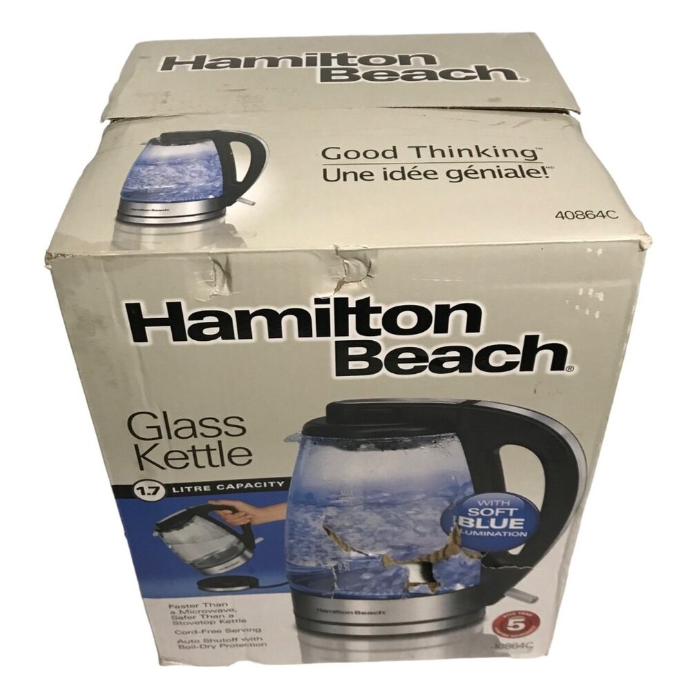 Hamilton Beach Electric Glass Kettle With Soft Blue Illumination 1.7L 40864C